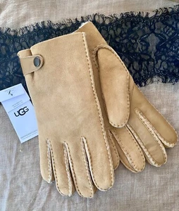 UGG XL SHEARLING TECH GLOVES STYLE 18713 CHESTNUT SUEDE LEATHER WRIST NWT $155 - Picture 1 of 9