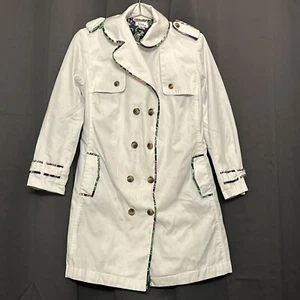 LILLY PULITZER WHITE/FLORAL TRIM trench coat Size 8 (original MSRP $358) - Picture 1 of 6