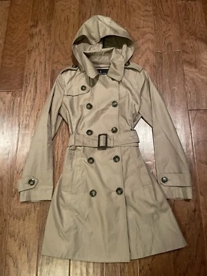 London Fog Double Breasted Hooded Trench Coat size Small Petite - Image 1 of 4