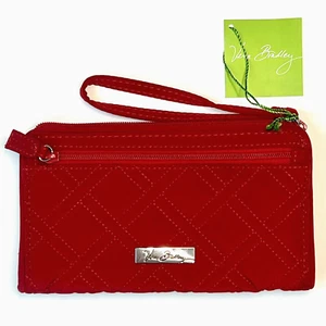 NEU Vera Bradley Geldbörse mit Kalbsleder ROT Frontreißverschluss Tango Rot Mikrofaser - Bild 1 von 4