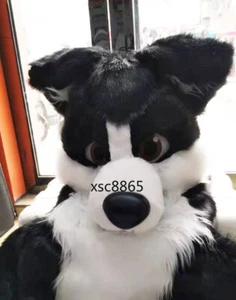 Long Fur Husky Dog Fox Mascot Head Party Halloween Fur Cosplay (Head) - Picture 1 of 18