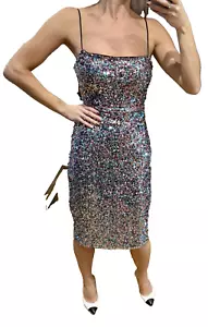Lipsy Multi Black Sequin Bodycon Dress 12 Cami Evening Party Occasion Club Sexy - Picture 1 of 15