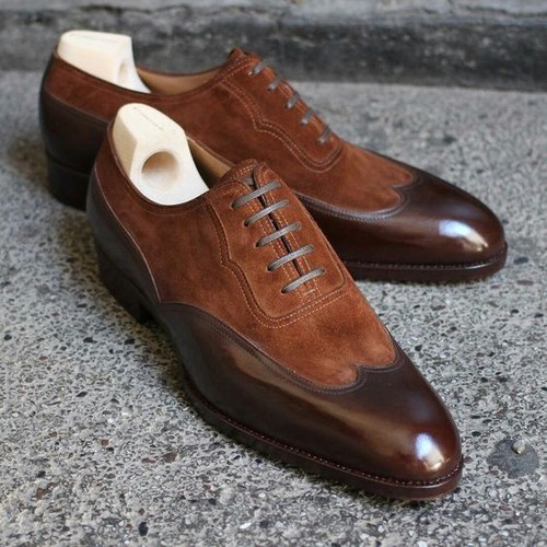 ACNE STUDIOS Scarpe da uomo marroni in pelle scamosciata e pelle scamosciata scarpe da ginnastica oxford in pelle a punta di ala