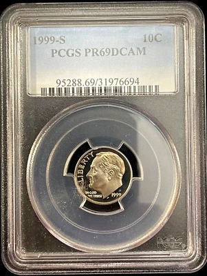 1999 S 10C Roosevelt Dime PCGS PR69DCAM-Slight Toning!-(3c) - Image 1 of 3