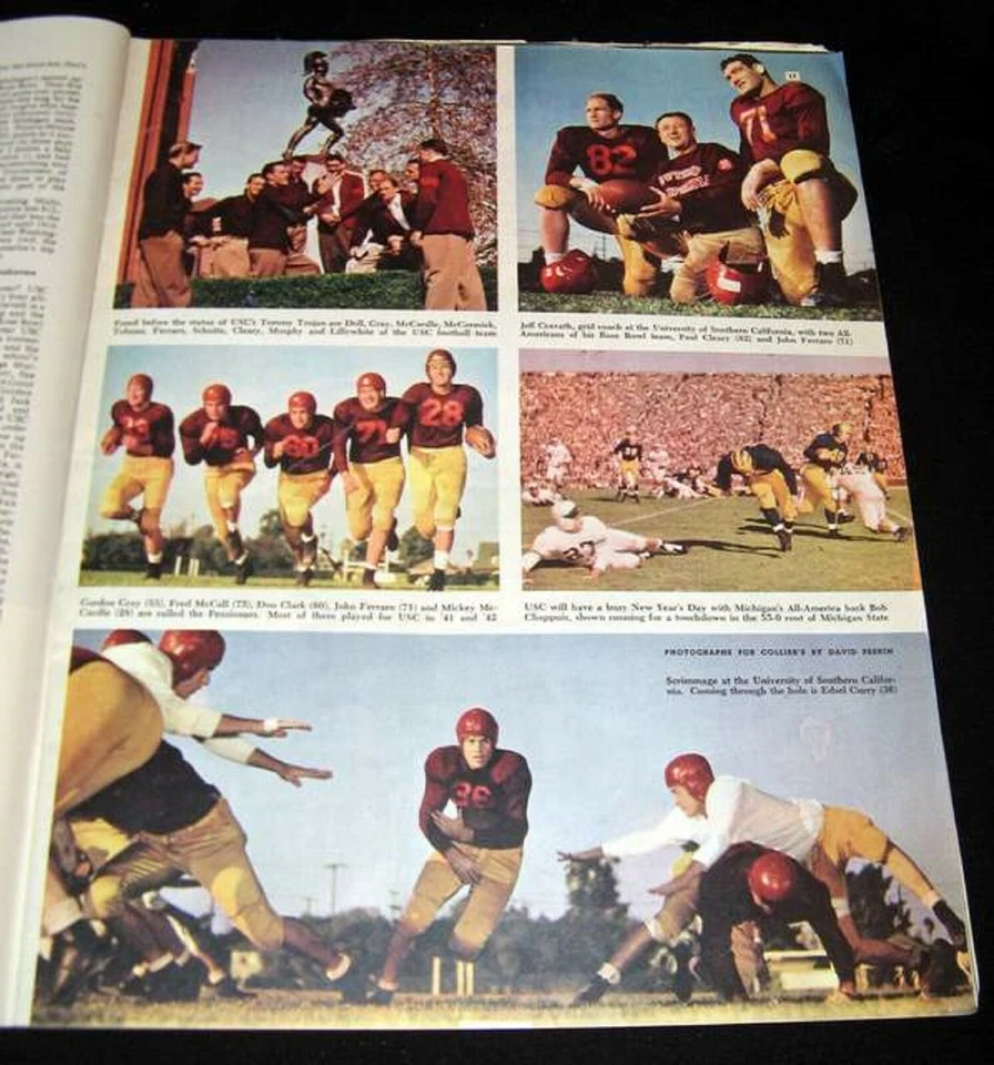 ROSE BOWL 1948 USC TROYANOS FOTOS DE JUGADORES MICHIGAN WOLVERINES FÚTBOL ILUSTRATIVO Foto 1 de 1