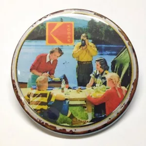 Kodak Advertising Pocket Mirror Family Camping Vintage Style - Picture 1 of 2