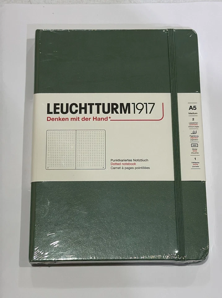 Leuchtturm 1917 Hardcover Dot Grid Notebook in Olive - A5 -
