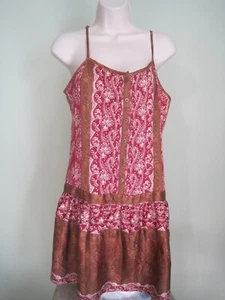 Abito donna Charlotte Russe grande seta poliestere rosso marrone floreale senza maniche - Foto 1 di 6