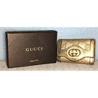 Gucci Authentic Leather GG Gold Shimmery Keyholder / Wallet / Card Holder w/ Box