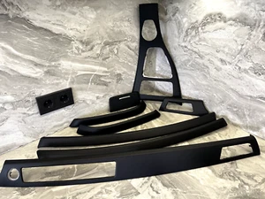 BMW E90 E91 CARBON LEDER Interieurleisten Kit Set SCHWARZ NÄHTE CCC LHD - Picture 1 of 16