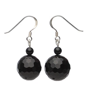 Orecchini Pendenti In Onice Facettato, Argento 925, Ø14mm, Gioielli Per Donne - Foto 1 di 3