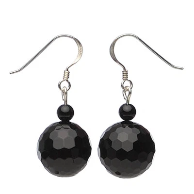 Orecchini Pendenti In Onice Facettato, Argento 925, Ø14mm, Gioielli Per Donne - Immagine 1 di 3