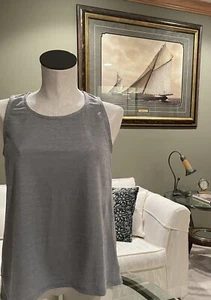 COIN 1804 Gray Rayon Blend Sleeveless Crew Neck Pullover Buttons Down Back Sz M - Picture 1 of 4