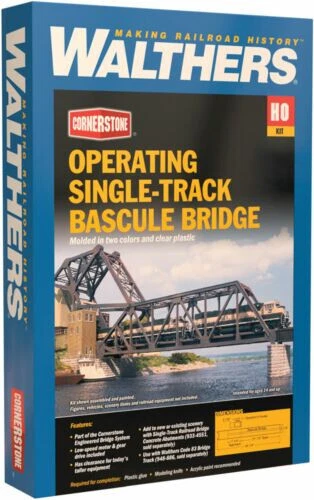Walthers HO #933-3070 Operating Single-Track Railroad Bascule Bridge -- Kit - Image 1 of 1