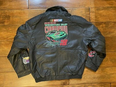 Chaqueta de cuero Bobby Labonte #18 2000 Cup Champion para hombre talla grande carreras Foto 1 de 4