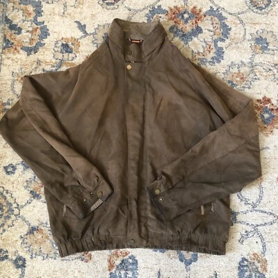 Perry Ellis Portfolio  Microsuede Full Zip Bomber Jacket Mens Size L Tabacco New - Image 1 of 4