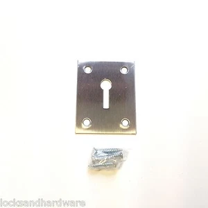 Rectangle Satin Stainless Escutcheon Lock Keyhole Cover Repair FlatPlate-44x57mm - Picture 1 of 1