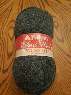 Hilo de lana nueva pura clásico Patons Worsted MEZCLA GRIS OSCURO ~ 1 madeja ~ 3,5 oz/210 yardas Foto 1 de 4