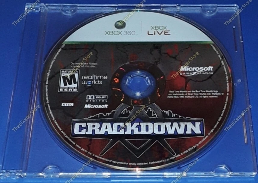 CRACKDOWN Xbox 360 Game -  2006 Microsoft Series Disc Action Shooter Crime GTA  - Image 1 of 1