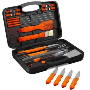 Juego de herramientas para barbacoa de madera - 22 piezas accesorios de barbacoa de acero inoxidable - Imagen 1 de 7