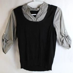 Sonoma Women's Striped Pullover Shirt with Attached Black Vest Size XL - Picture 1 of 5