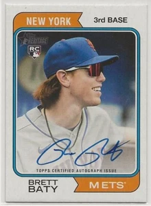 BRETT BATY 2023 Topps Heritage Real One AUTOGRAPH RC ROA-BBY New York Mets - Picture 1 of 2