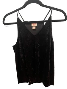 Mossimo Top Women Small Black Velvet Camisole Tank Grunge Punk Whimsigoth Goth - Picture 1 of 5