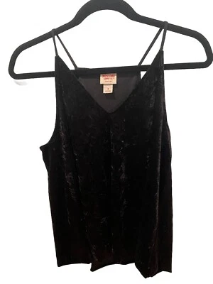 Mossimo Top Women Small Black Velvet Camisole Tank Grunge Punk Whimsigoth Goth - Image 1 of 4