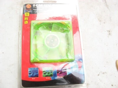 UNUSED BOXED THERMALTAKE A2270 GREEN  80MM  CASEFAN FAN . OLD BUT UNUSED - Image 1 of 2