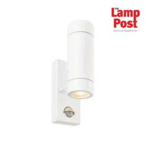 Lámpara de pared SAXBY Palin 75440 para jardín exterior arriba y abajo con PIR - blanco brillante - Imagen 1 de 3
