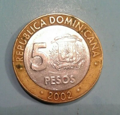 Dominican Republic 5 Pesos coin 2002 - Image 1 of 3
