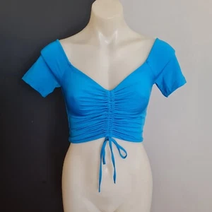 Women's size 1 'KOOKAI' Gorgeous blue gathered crop top - EUC - Picture 1 of 7