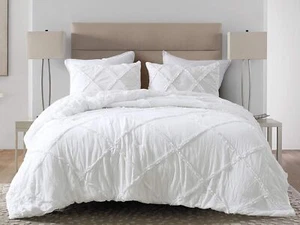 Chezmoi Collection Vivian 3-Piece Diamond Ruffle Quilted Trim Soft Washed Mic... - Picture 1 of 7