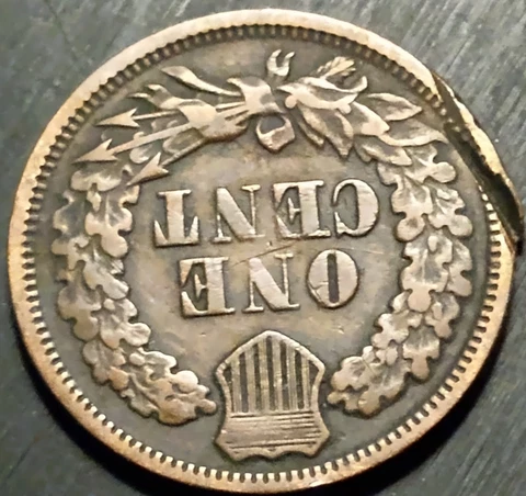 1865 {180% ROTATED DIE/PARTIAL CAP DIE} INDIAN HEAD PENNY! {FREE SHIPPING} #7777 Cover