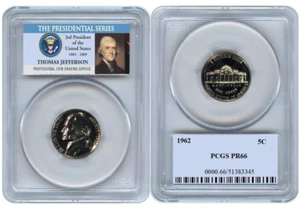 1962 Jefferson Nickel 5C PCGS PR66 - Picture 1 of 1