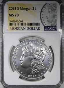 2021-S Morgan Dollar NGC MS70 Perfect Grade Coin - Picture 1 of 2