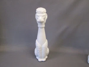 Milchglas weiß 15,5" groß Pudel Hund DEKANTER Stopfen Geist Kunst Flasche Vintage - Bild 1 von 9