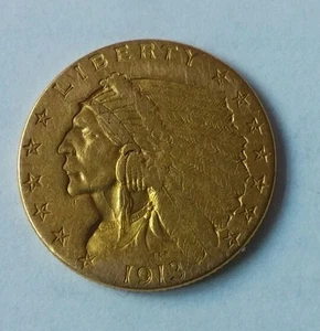Dólar Quarter Eagle de oro 1913 $2.50 envío gratuito - Imagen 1 de 2