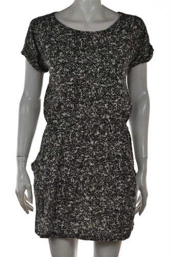 OFF WHITE Abito donna Hi Line taglia S nero bianco sporco tubino sopra ginocchio manica corta