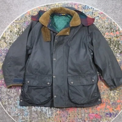 Vtg Henri LLoyd Oil Skin Parka Mens M Wool Blanket Lined Corduroy Collar England - Image 1 of 4