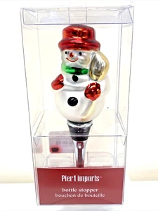 Nuevo en paquete Holiday Snowman Vino/Espíritus Tapón de Botella Muelle 1 Importaciones Sombrero Rojo - Imagen 1 de 12