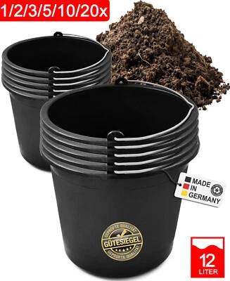 STEPHANS MÖBELBÖRSE 12 Liter Baueimer Mörteileimer Wassereimer Putzeimer Kübel Eimer Set schwarz