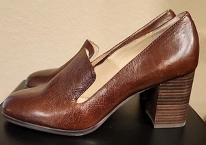 Enzo Angiolini En-Maxie Women’s Brown Leather Block Heel Shoes  Size 9M NWT - Picture 1 of 12