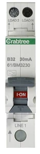 CRABTREE - RCBO Modul Tunggal 32A 30mA Lengkung Jenis B - Picture 1 of 1
