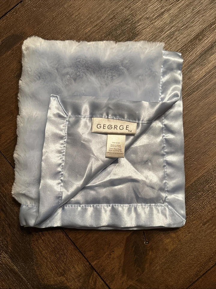 Cobertor de segurança George azul roseta redemoinho e cetim novo sem etiquetas/amoroso - Imagem 1 de 4