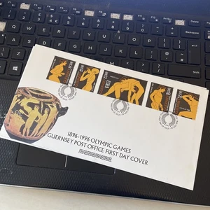 Guernsey FDC First Day Cover 1996 OLYMPIC GAMES CENTENARY UNADDRESSED AS SCAN - Picture 1 of 3