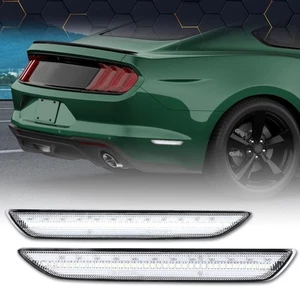 For Ford Mustang 2015-2022 LED Rear Bumper Side Marker Lights Clear Lens White - Picture 1 of 8