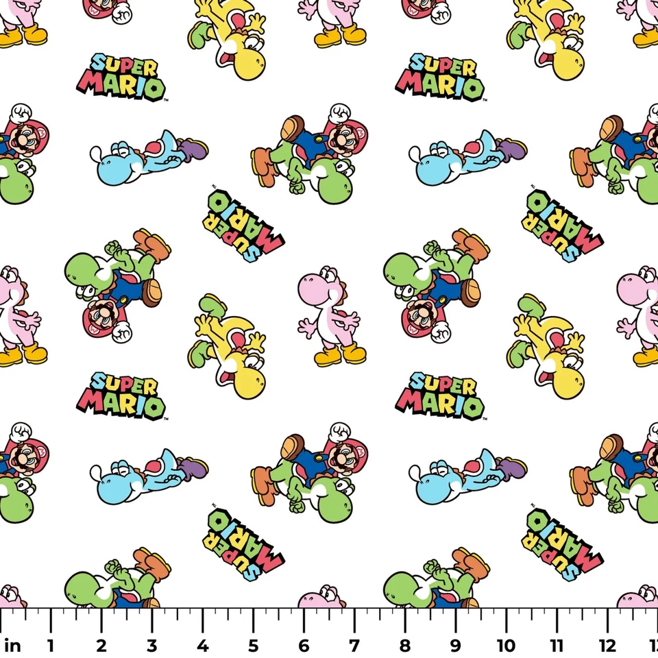 Tela de algodón Nintendo Super Mario Bros. Mario and Yoshi Toss Foto 1 de 1