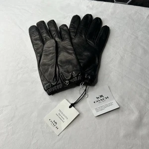 Coach Tech-Handschuhe Schafsleder Wolle gefüttert Größe 6,5 schwarz neu mit Etikett  - Bild 1 von 8