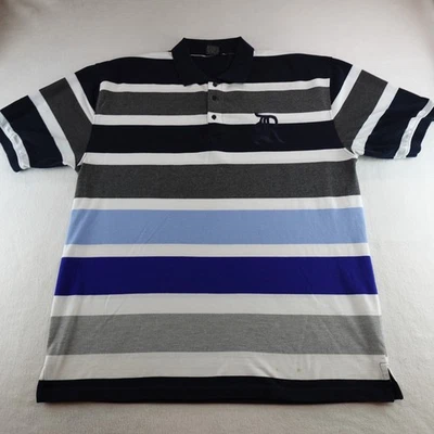 Polo Red Ape para hombre 4XL azul blanco negro a rayas logotipo “R” defectos Y2K Foto 1 de 4